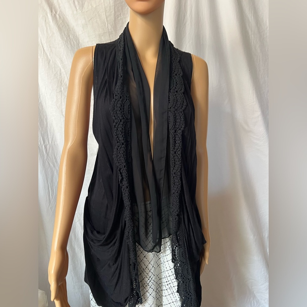 Lace and chiffon framed vest